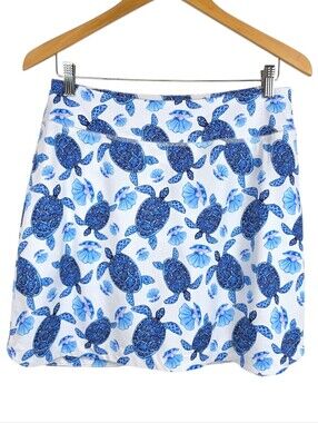X by Gottex Blue Coral Reef Sea Turtles Tennis Golf Skort Skirt Sz M Pickleball